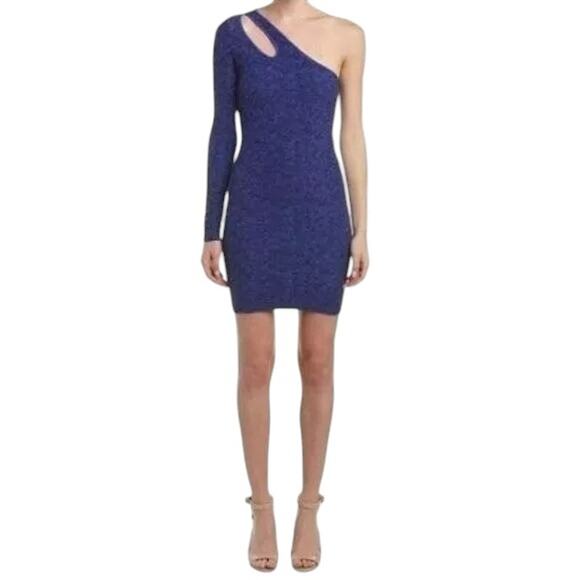 BCBGeneration Bodycon Mini Dress One Shoulder Cutout PeriBlue Size M/L NWT - Picture 1 of 10